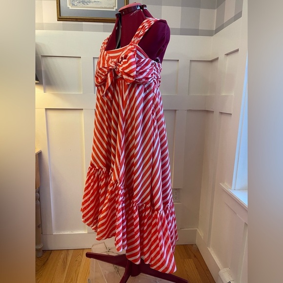 Diane Von Furstenberg Silk Blend Made In Italy Red and White Striped Dress Large - Picture 3 of 10